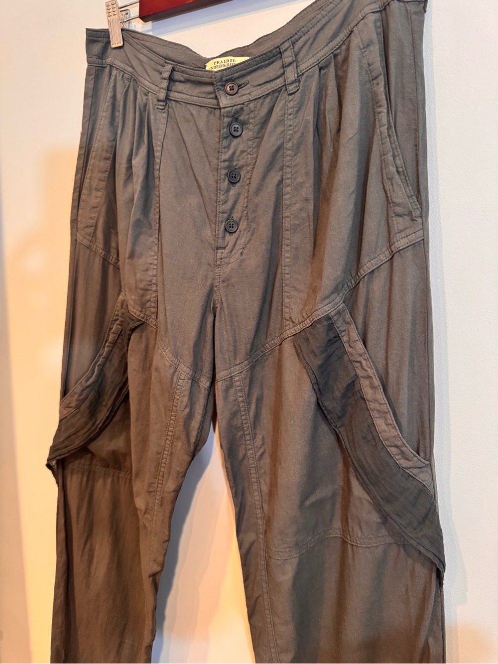 Prairie Underground Busking Pants Grey Organic Cotton Cargo Utility Size S - Picture 3 of 8